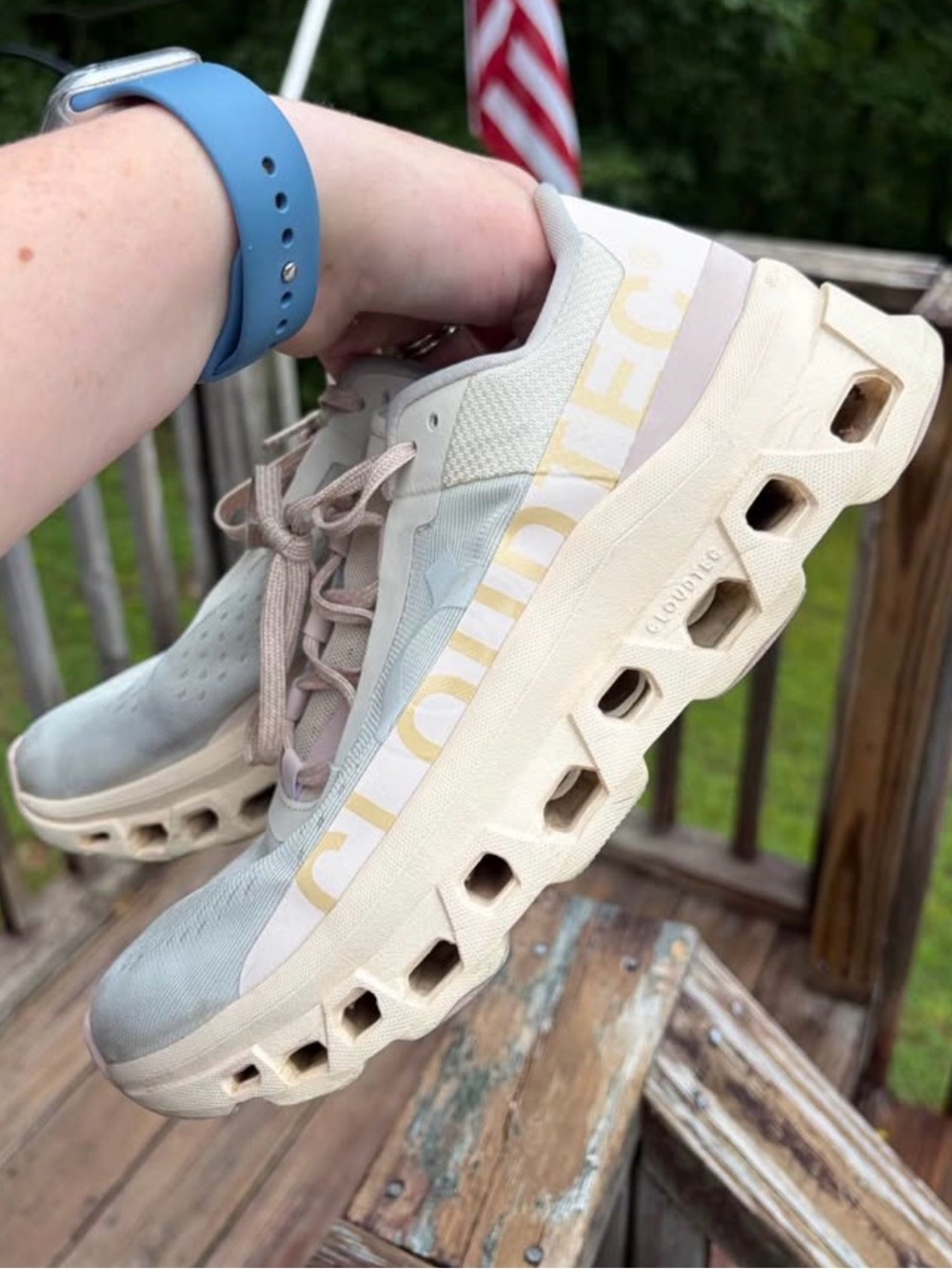 Monster clouds light pink athletic shoes